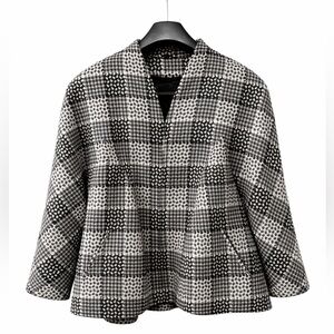 Vintage Jerrolyn Crooks Wool Jacket Black White Lagenlook Artsy Patchwork Zip